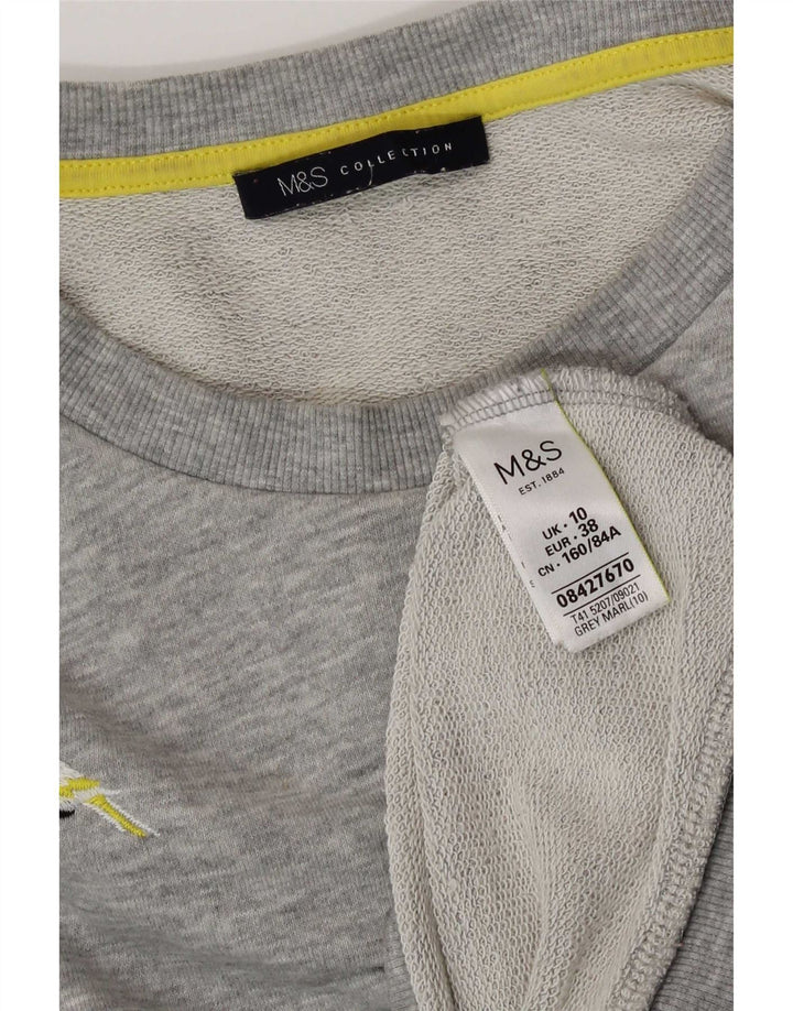 Marks & Spencer - Sudadera gráfica para mujer (talla 40), poliéster gris pequeño