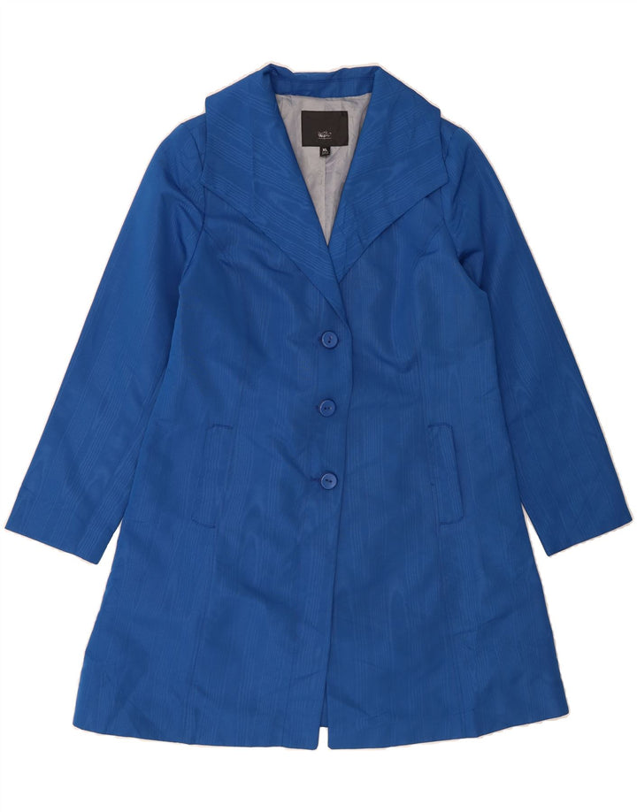 MOSSIMO Womens Overcoat UK 18  XL Blue Striped Polyester Vintage Mossimo and Second-Hand Mossimo from Messina Hembry 
