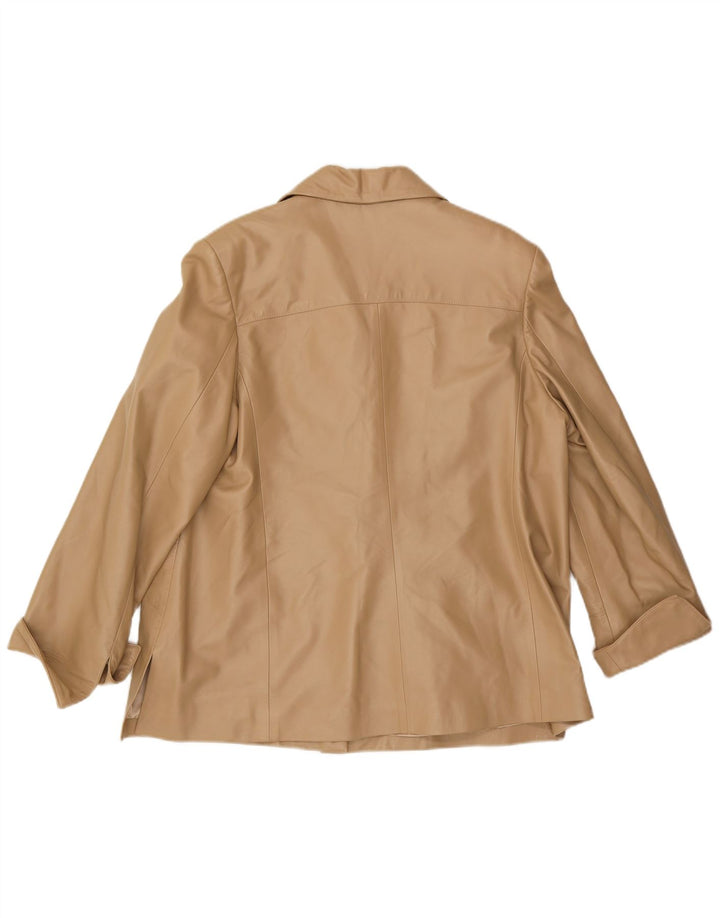 Vintage mujer chaqueta de cuero Reino Unido 16 grande beige