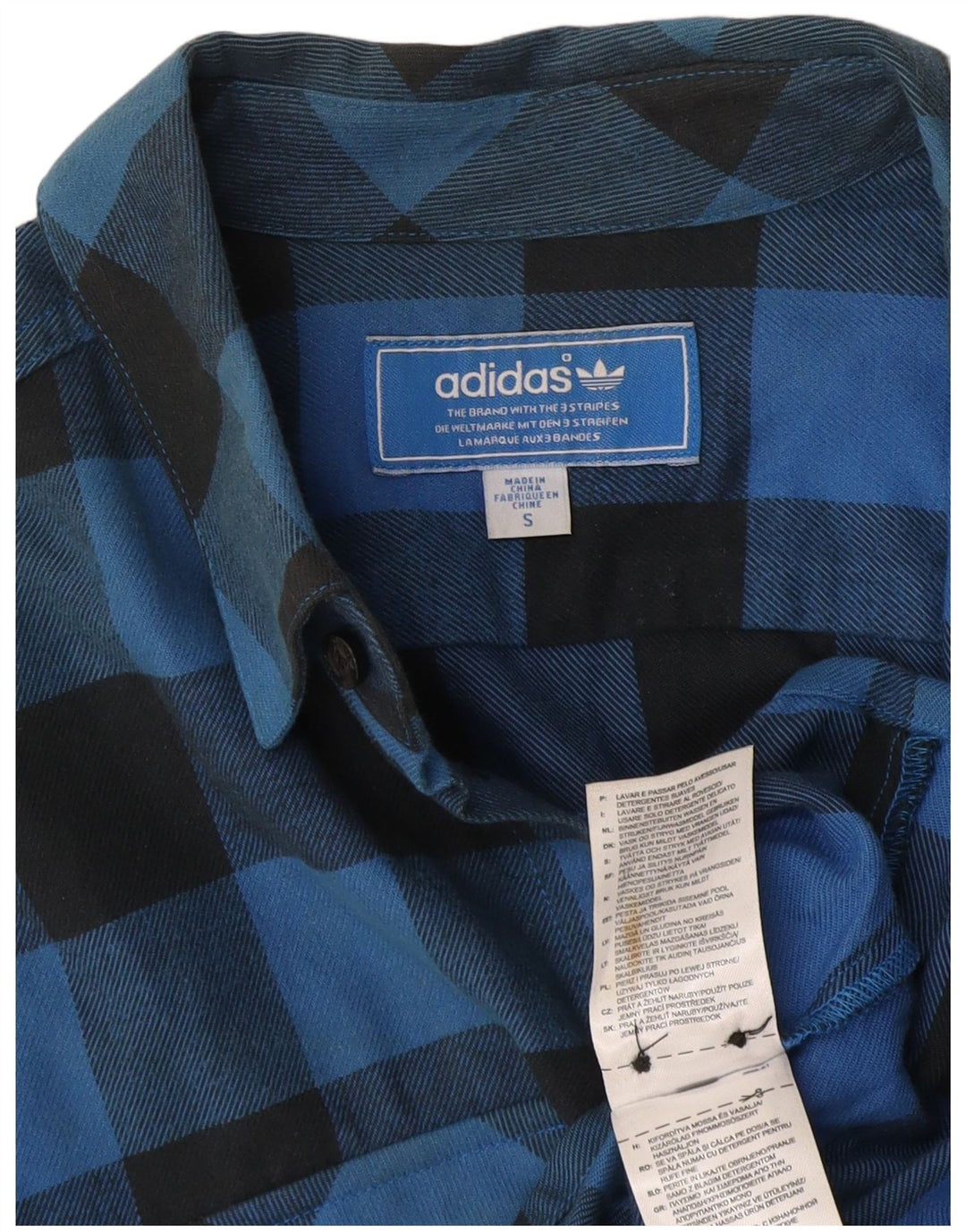 Adidas - Camisa de franela para hombre, algodón a cuadros, color azul pequeño