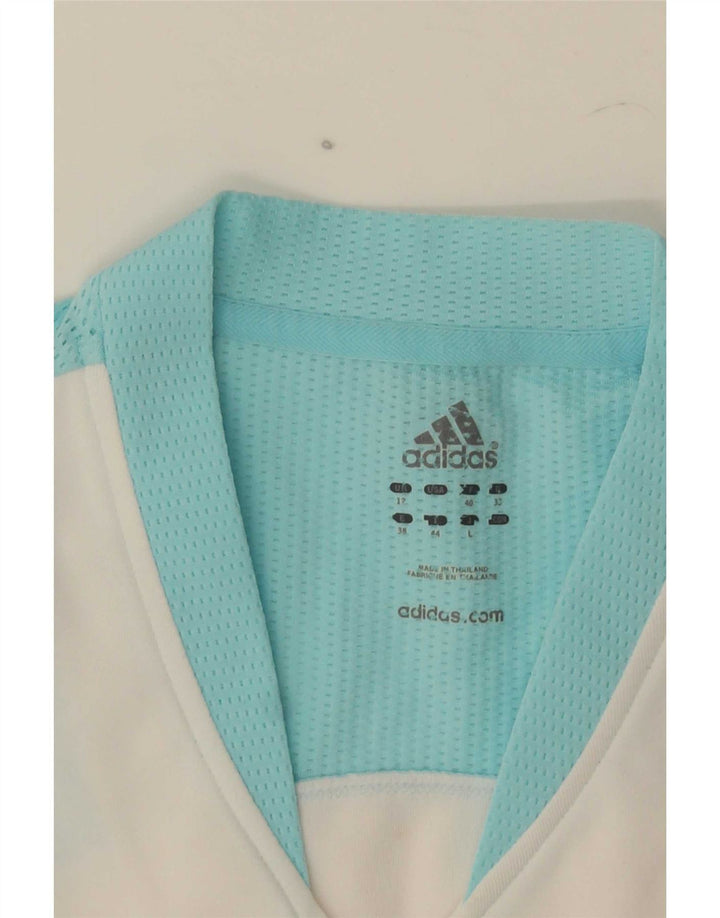 Adidas Top corto sin mangas para mujer UK 12 Medium White Colourblock