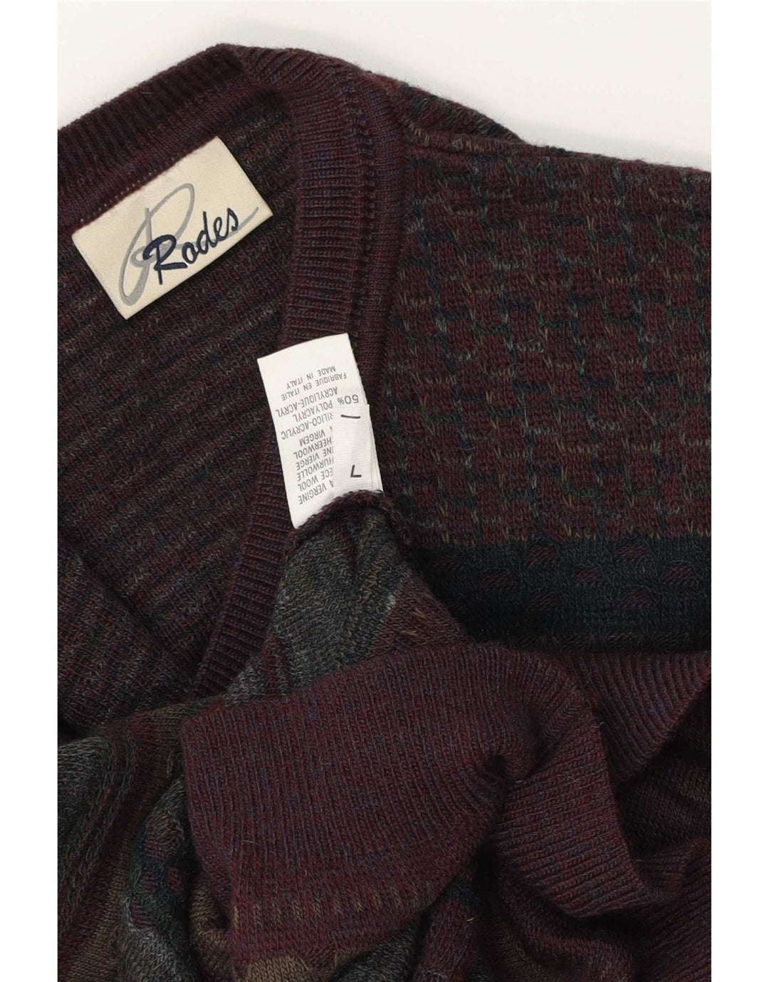Rodes Jersey Con Cuello En V Para Hombre De Lana Virgen Fair Isle Grande Multicolor
