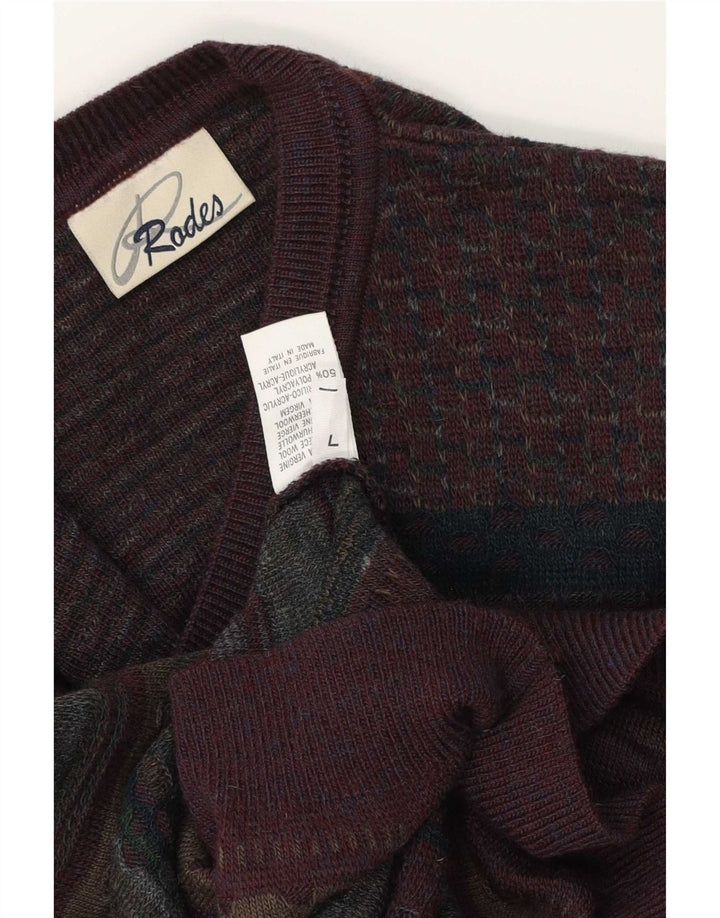 Rodes Jersey Con Cuello En V Para Hombre De Lana Virgen Fair Isle Grande Multicolor