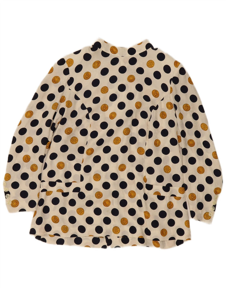 Blusa vintage para mujer Top Reino Unido 16 Lunares beige grandes