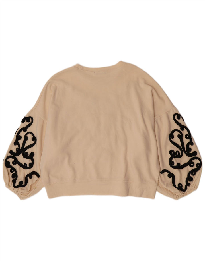 Zara Mujer Crop Sudadera Oversize Jersey UK 10 Small Beige