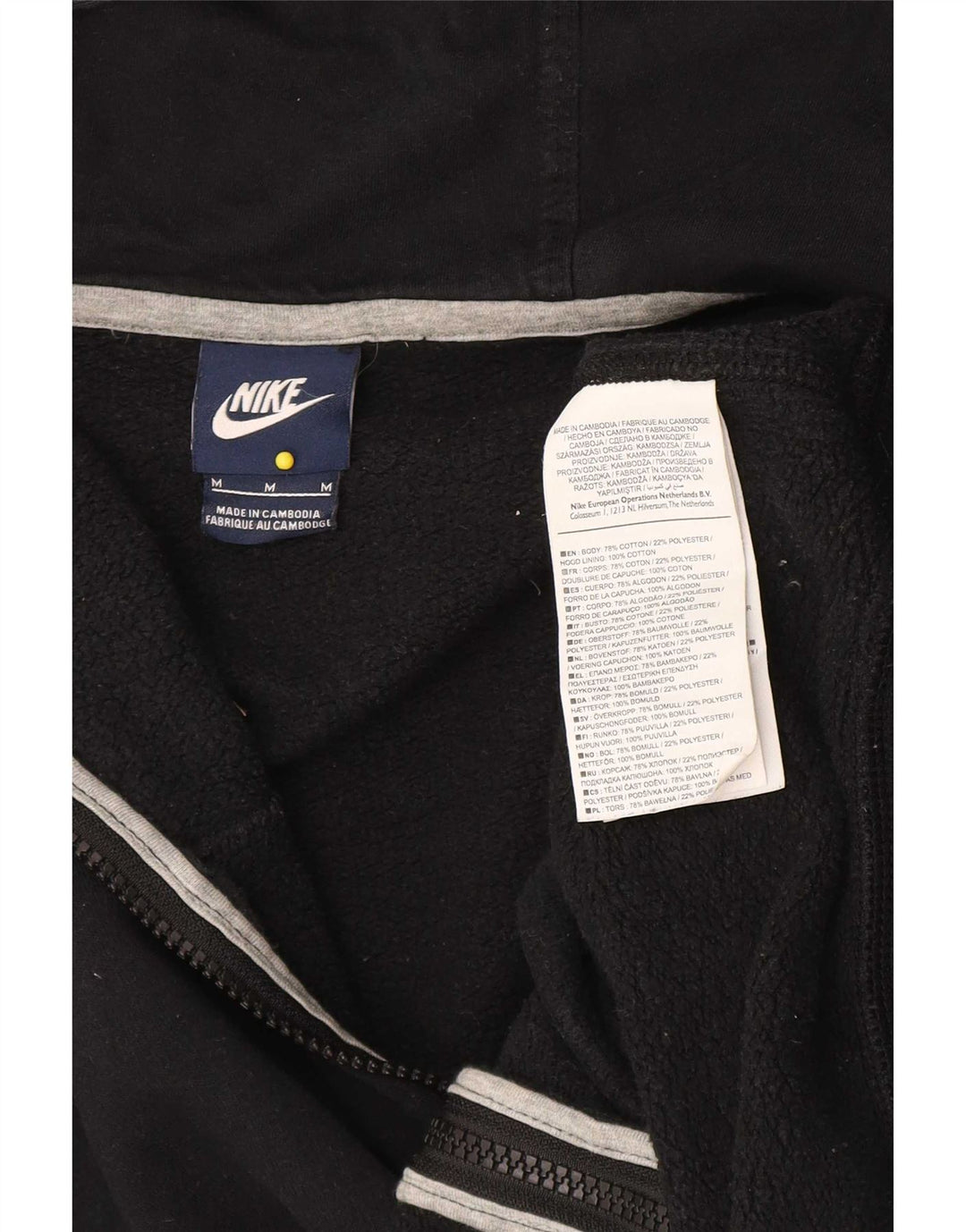Nike - Sudadera con capucha y cremallera para hombre, tamaño mediano, algodón negro