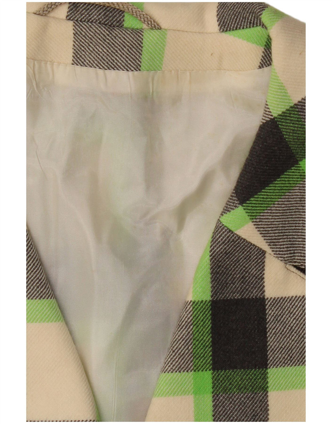 VINTAGE Abrigo de mujer Reino Unido 16 Grande Off White Check