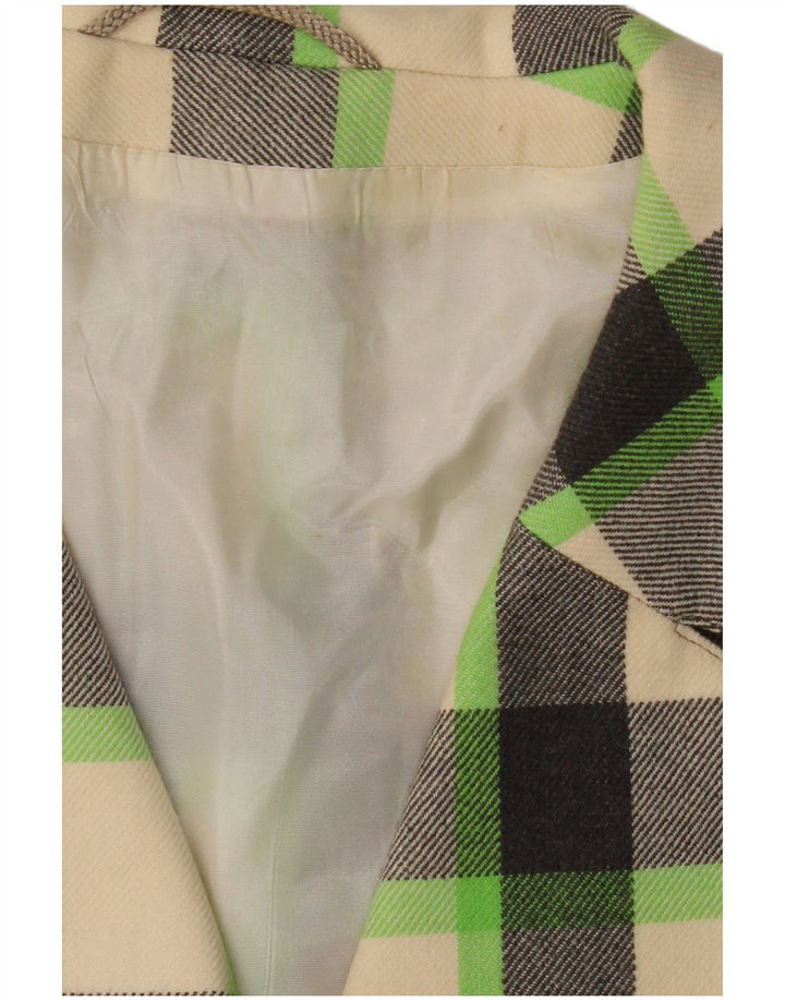 VINTAGE Abrigo de mujer Reino Unido 16 Grande Off White Check