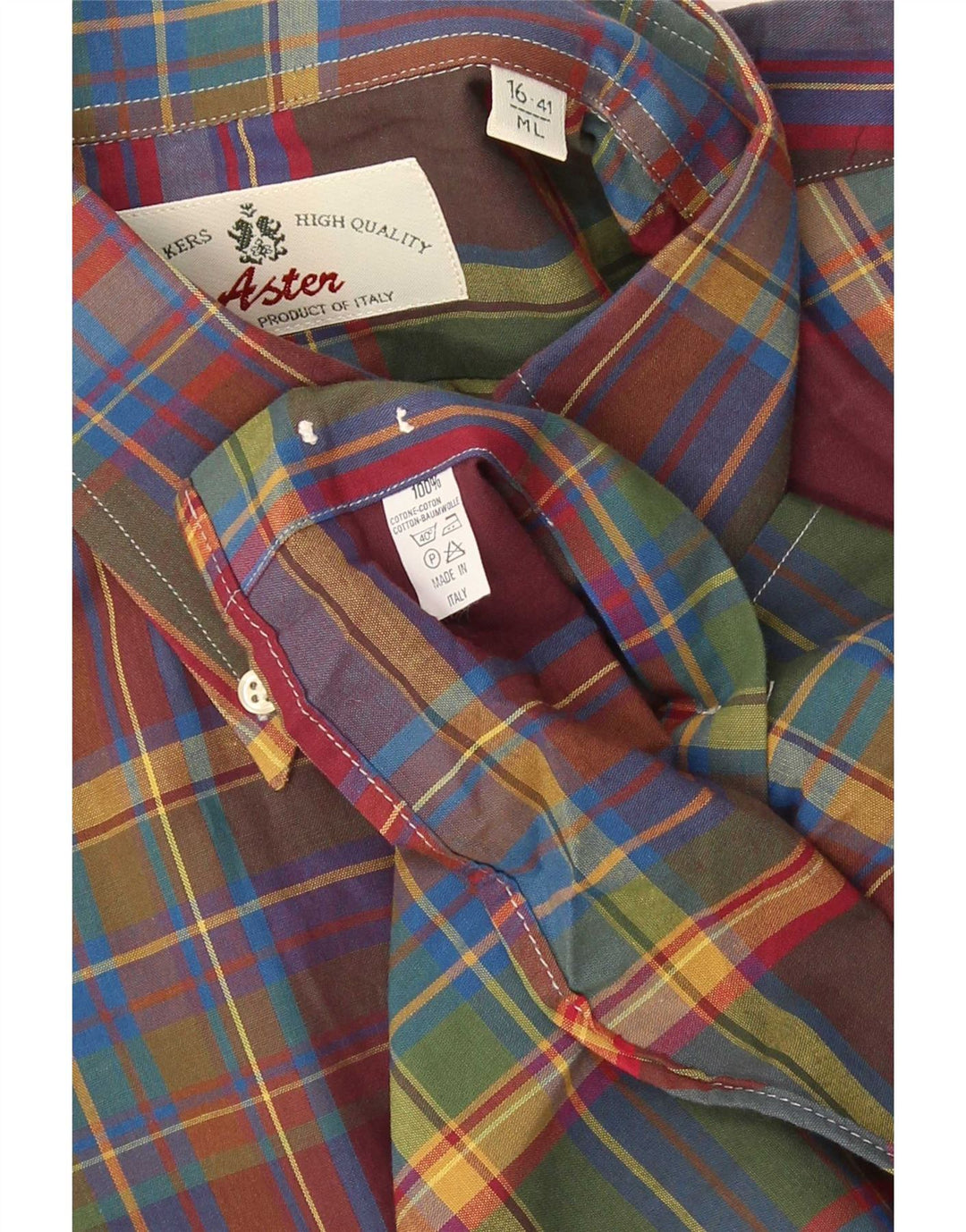 Camisa Aster para hombre talla 41 16 algodón a cuadros multicolor grande