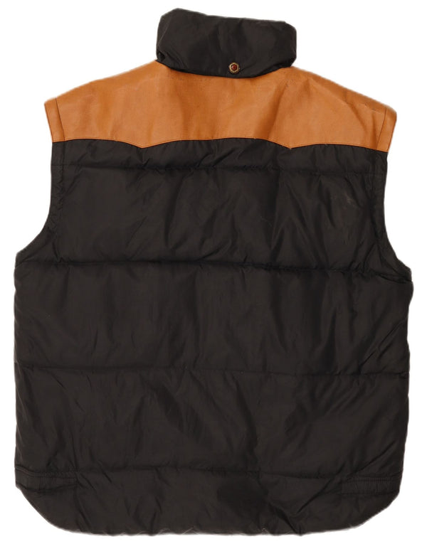 Vintage hombres acolchado chaleco Reino Unido 42 XL negro colorblock
