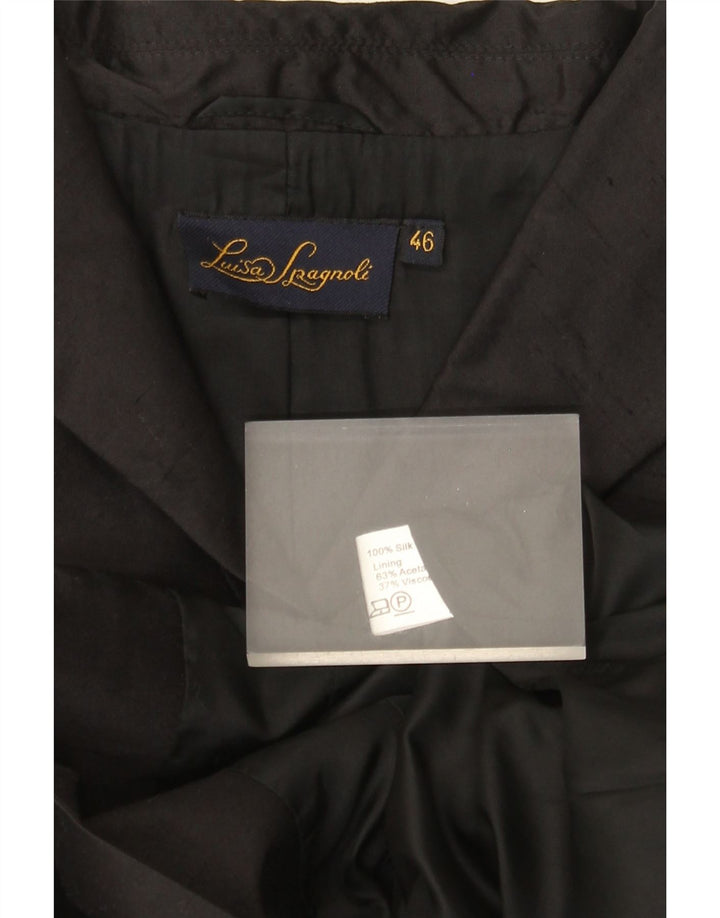 Luisa Spagnoli Chaqueta Blazer de 3 Botones para Mujer IT 46 Grande Seda Negra