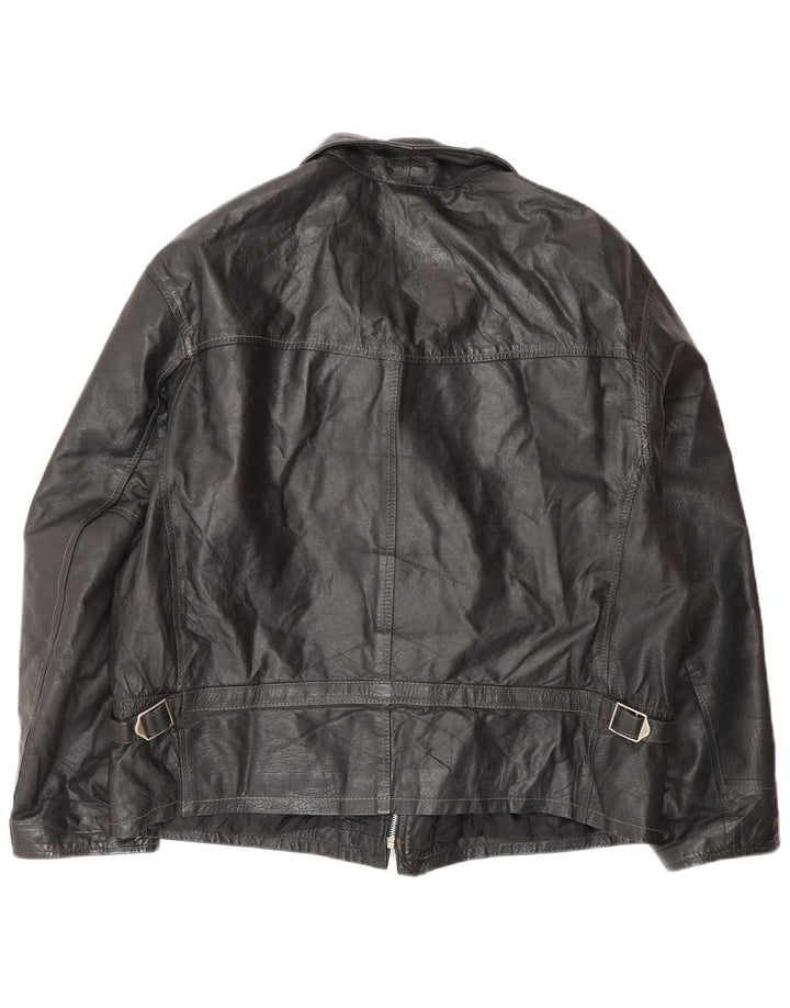 VINTAGE Chaqueta de cuero para hombre IT 50 Cuero negro grande