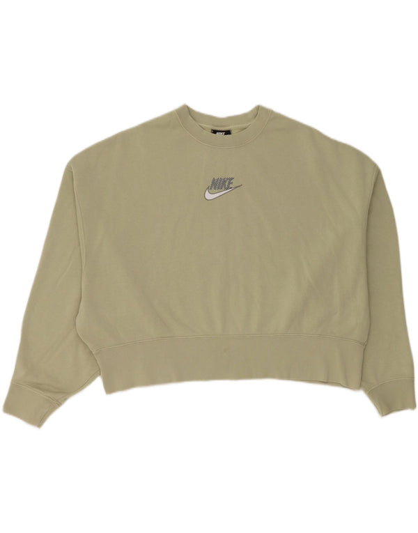 Nike Mujer Graphic Loose Fit Sudadera Jumper UK 10 Pequeño Algodón Verde