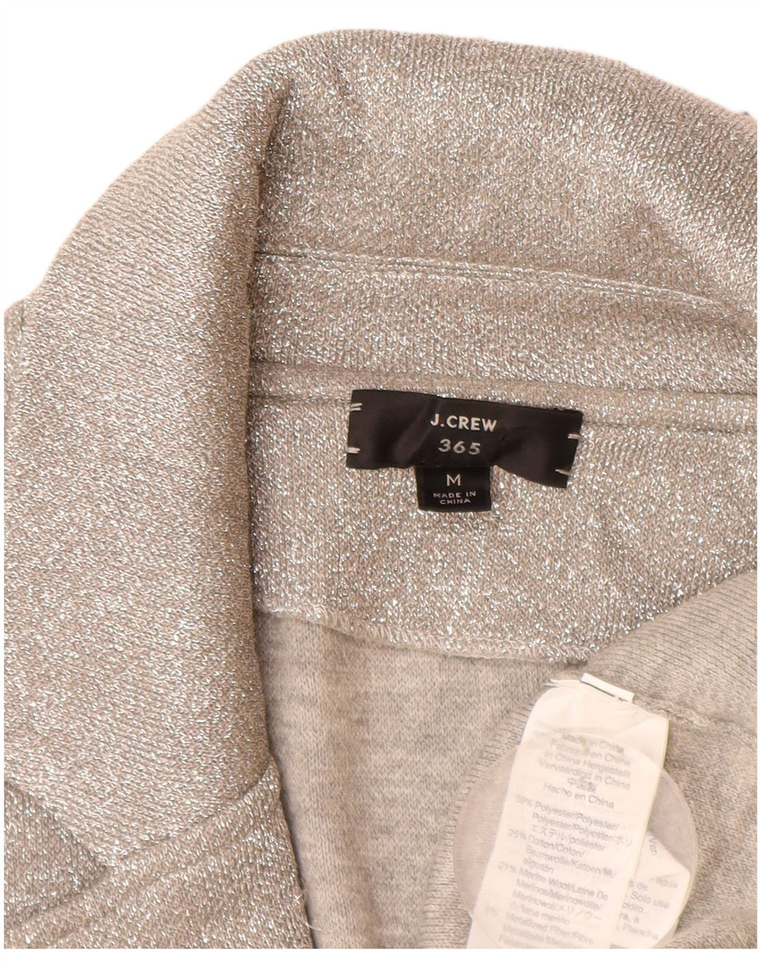 J. Crew Suéter tipo cárdigan abierto 365 para mujer UK 44 Poliéster plateado mediano