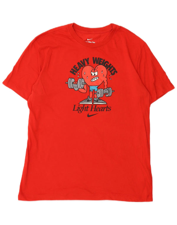 Camiseta Nike Dri Fit Graphic para hombre, parte superior de algodón rojo mediano