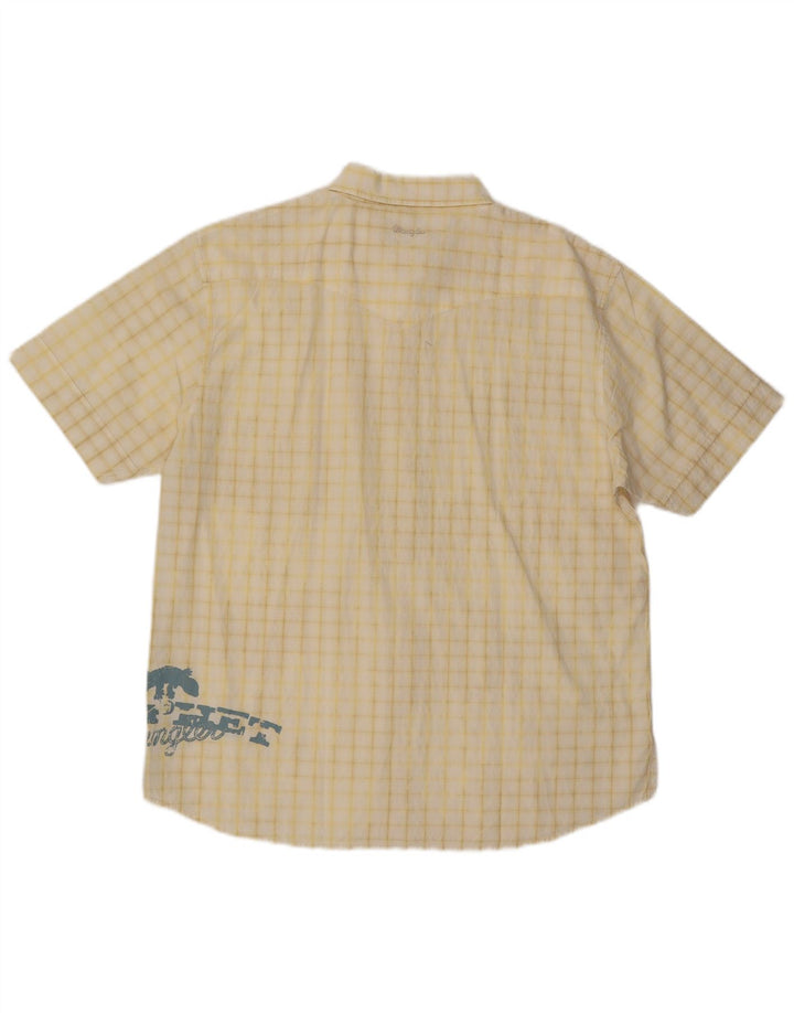 Wrangler Camisa gráfica de manga corta para hombre XL Algodón a cuadros amarillos