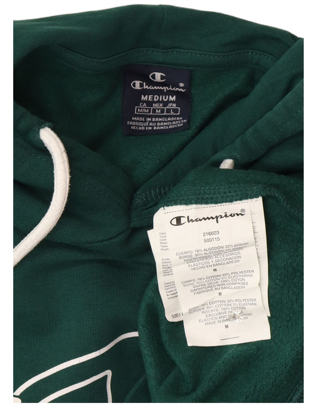 Champion Sudadera Con Capucha Y Estampado De Algodón Verde Medio Hombre