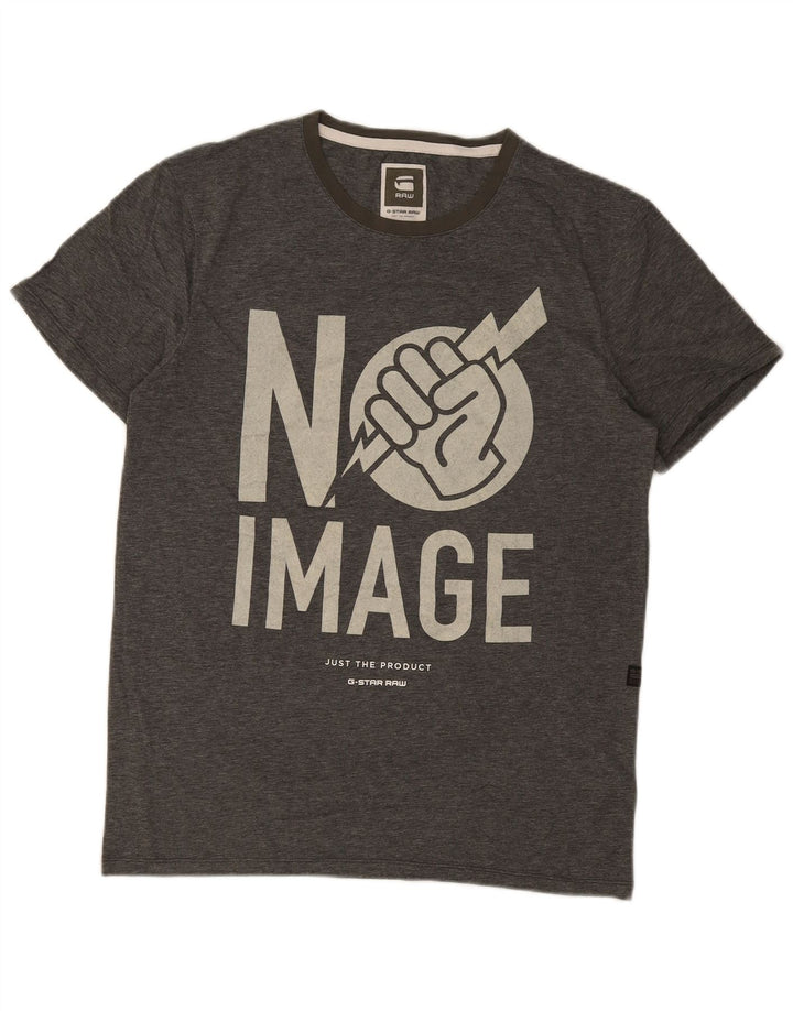 G-STAR Camiseta gráfica para hombre Top grande de algodón gris