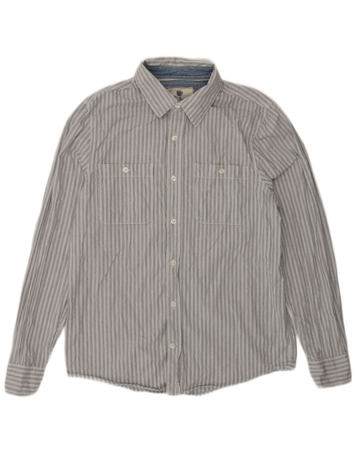 Camisa de hombre Fat Face de algodón a rayas azul medio