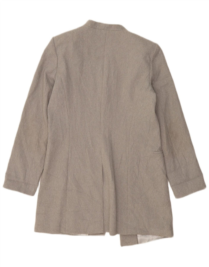 CALVIN KLEIN Chaqueta tipo blazer abierta larga para mujer US 12 Grande Gris Poliéster