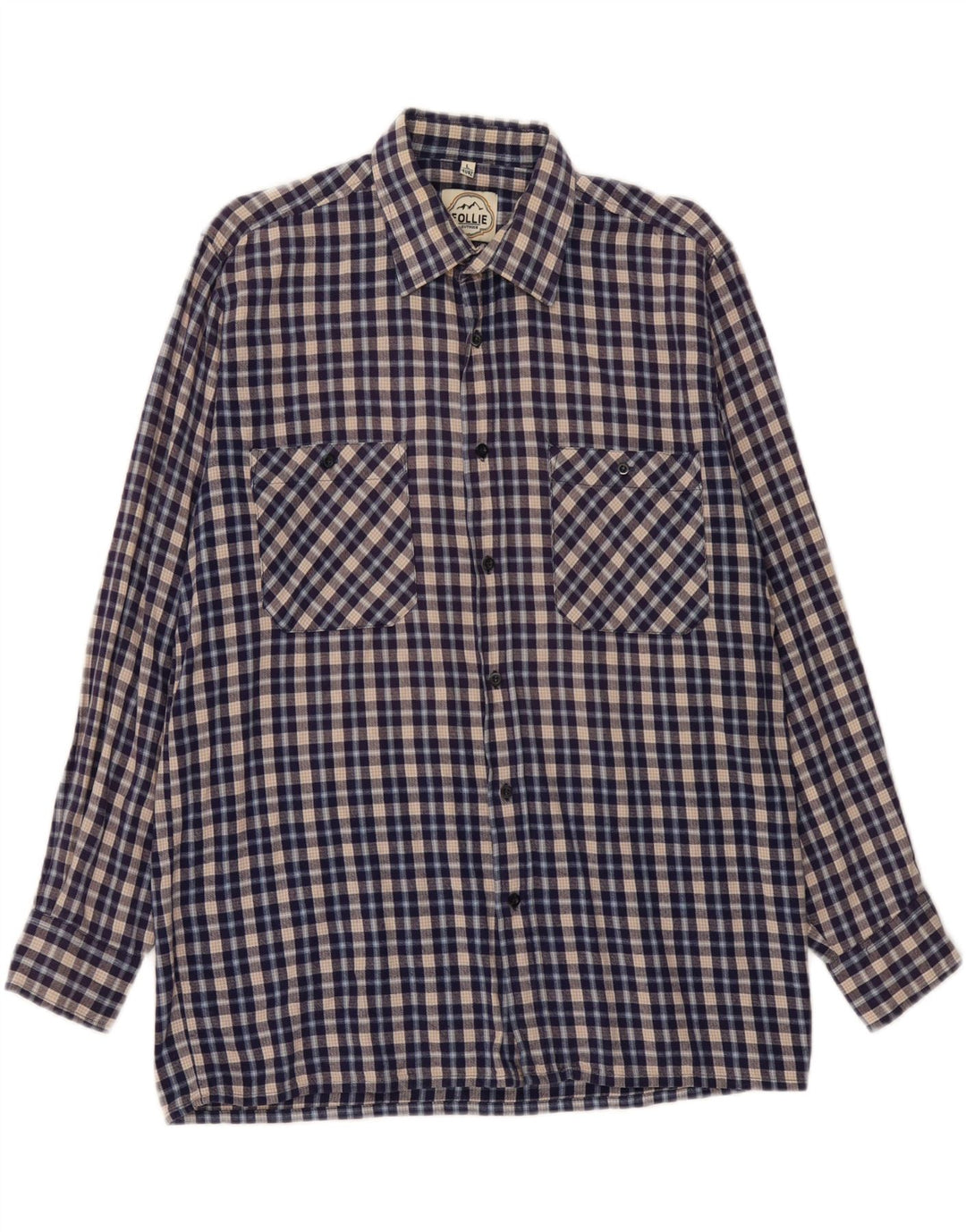 FOLLIE Camisa de franela para hombre talla 41/42 Large Blue Check