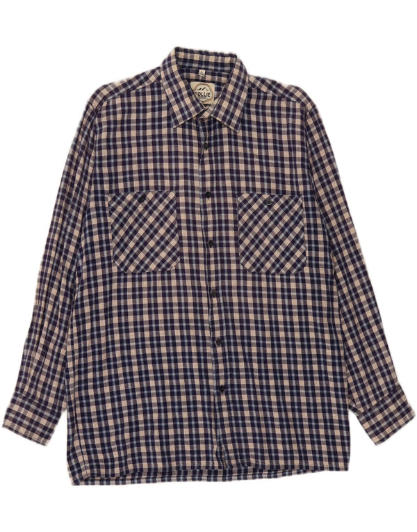FOLLIE Camisa de franela para hombre talla 41/42 Large Blue Check