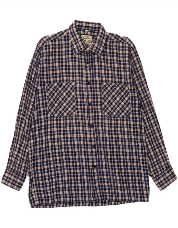 FOLLIE Camisa de franela para hombre talla 41/42 Large Blue Check