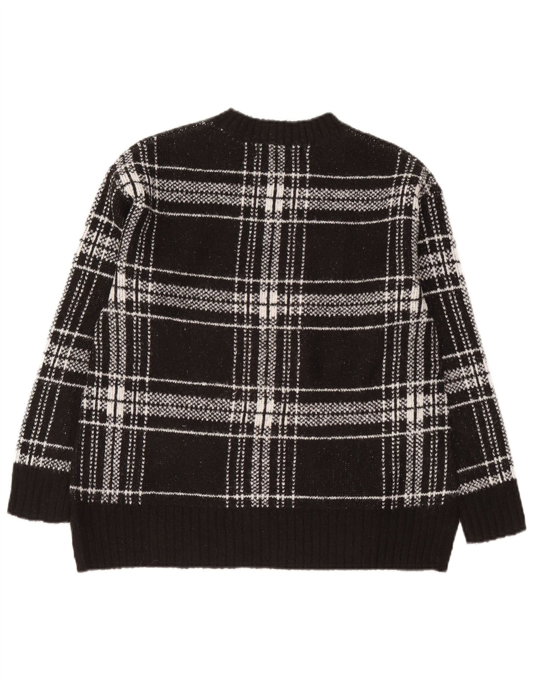 Marks & Spencer Suéter de cuello redondo para mujer UK 10 Small Black Check