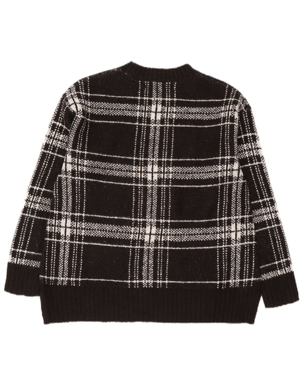 Marks & Spencer Suéter de cuello redondo para mujer UK 10 Small Black Check