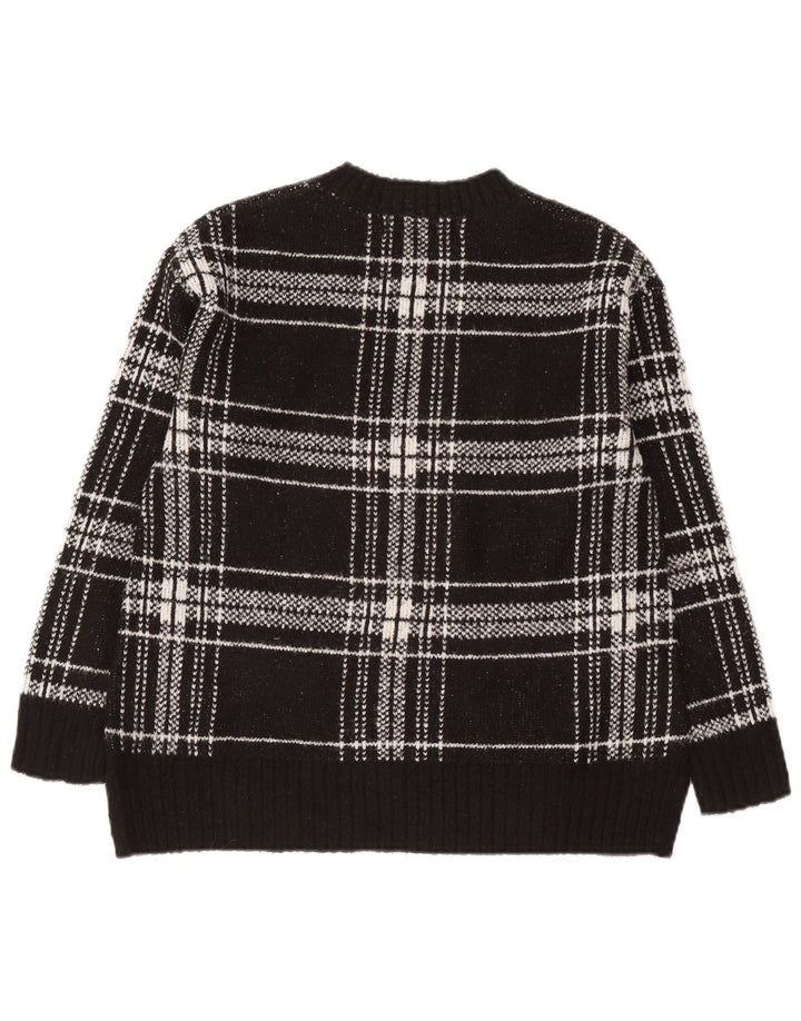 Marks & Spencer Suéter de cuello redondo para mujer UK 10 Small Black Check
