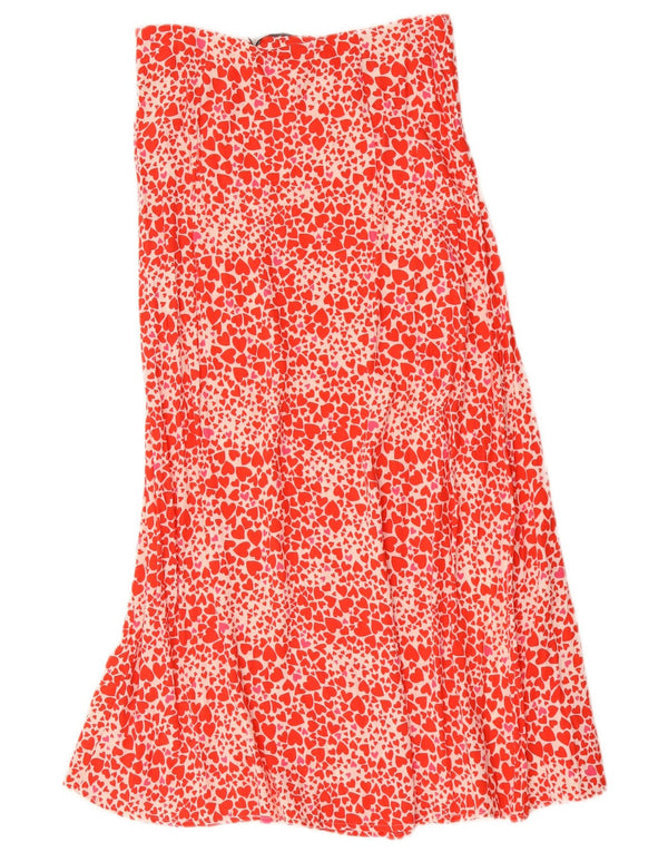 Oasis Falda larga de cintura alta para mujer UK 6 XS W26 Corazón de viscosa con lunares rojos