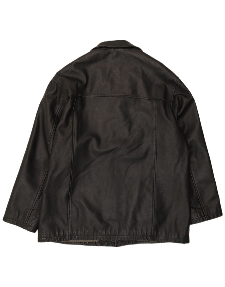 Vintage chaqueta de cuero para hombre Reino Unido 44 2XL cuero negro