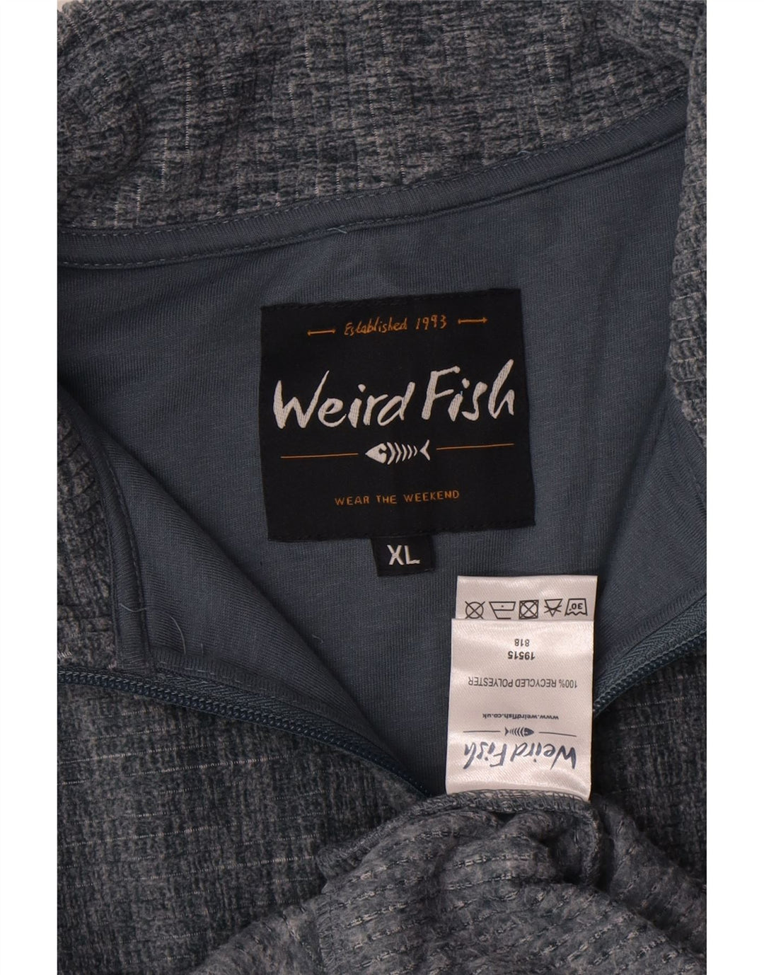 WEIRD FISH Sudadera con cuello y cremallera para hombre UK 40 XL Poliéster moteado gris