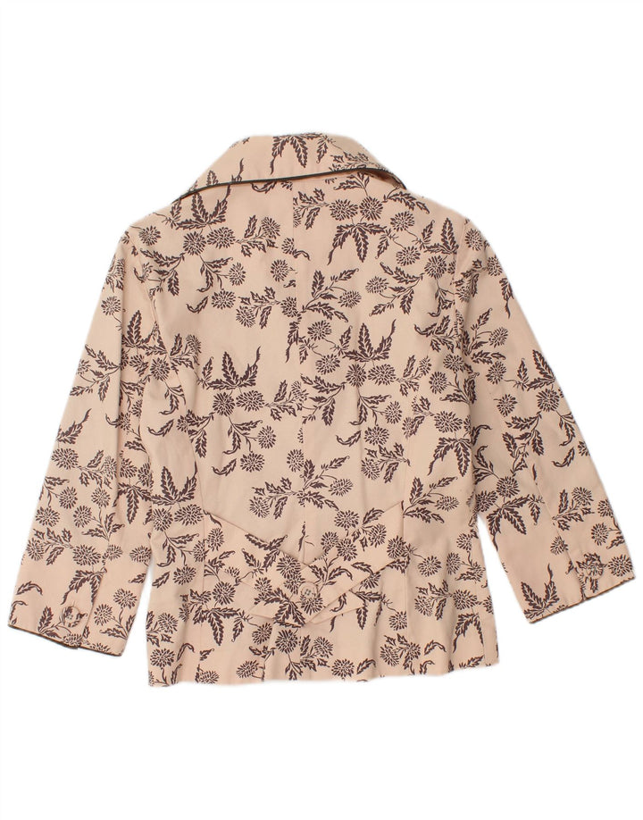 TED BAKER Chaqueta tipo blazer de doble botonadura para mujer talla 2 pequeña floral beige