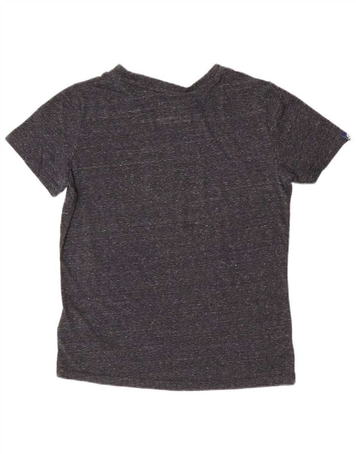 Superdry Mujer Camiseta Gráfica Top UK 10 Small Gris Moteado Algodón