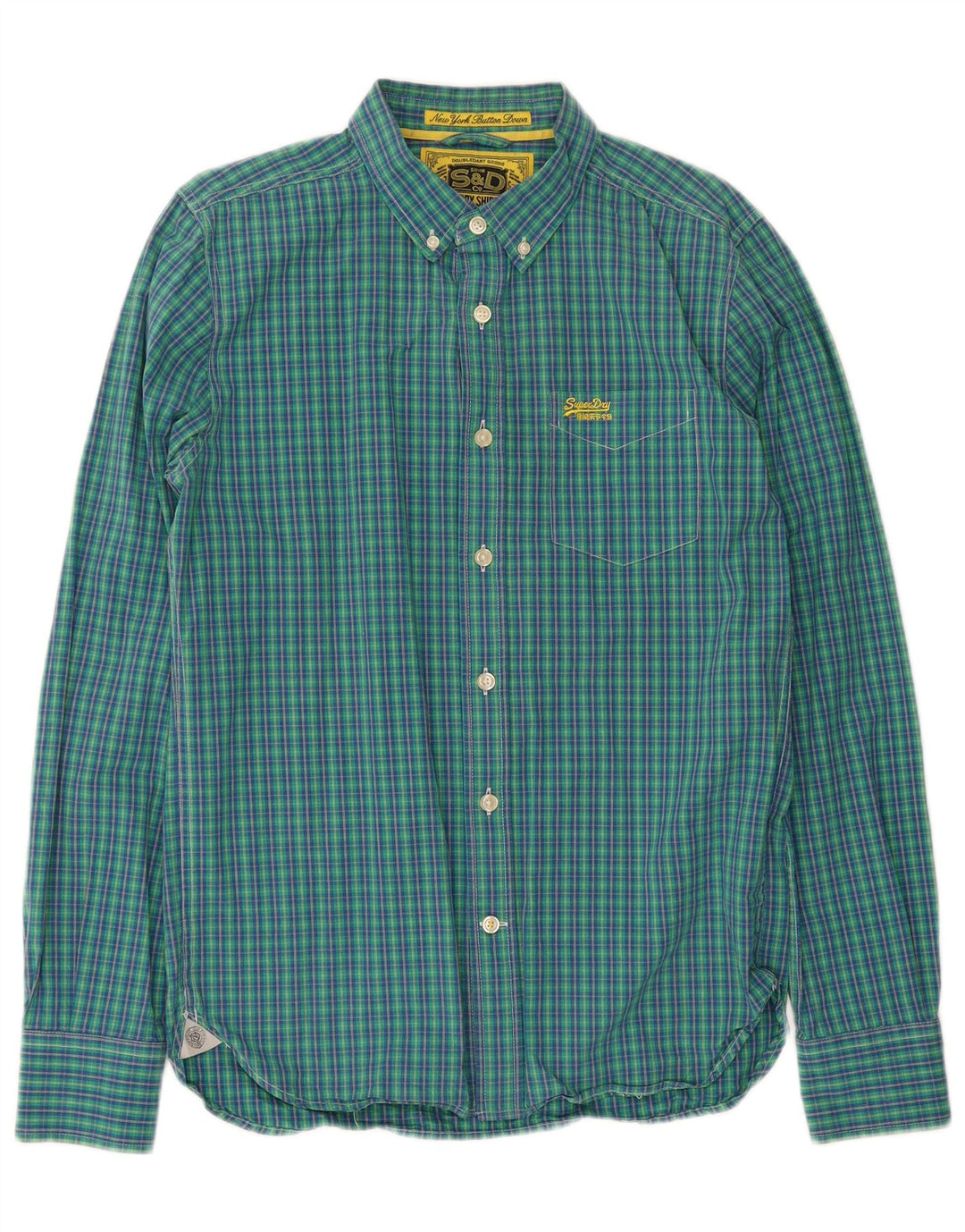 Camisa Superdry para hombre de algodón a cuadros azules grandes