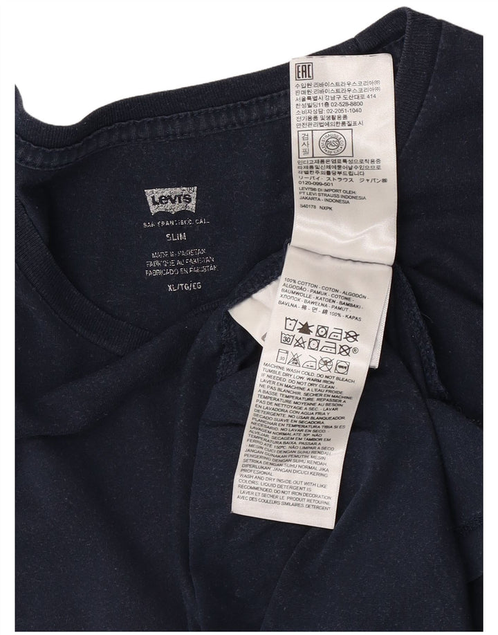 LEVI'S Hombre Slim Camiseta Top XL Azul Marino Algodón