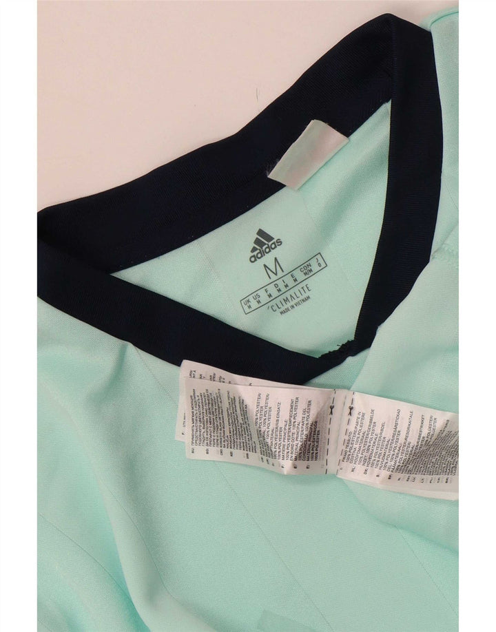 Adidas Mens Climalite Camiseta Top Medio Turquesa Rayas Poliéster