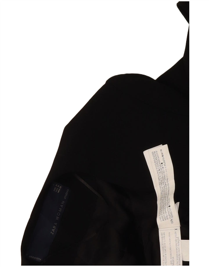 Zara Mujer Chaqueta Americana Abierta UK 44 Mediana Negro Colorblock Poliéster
