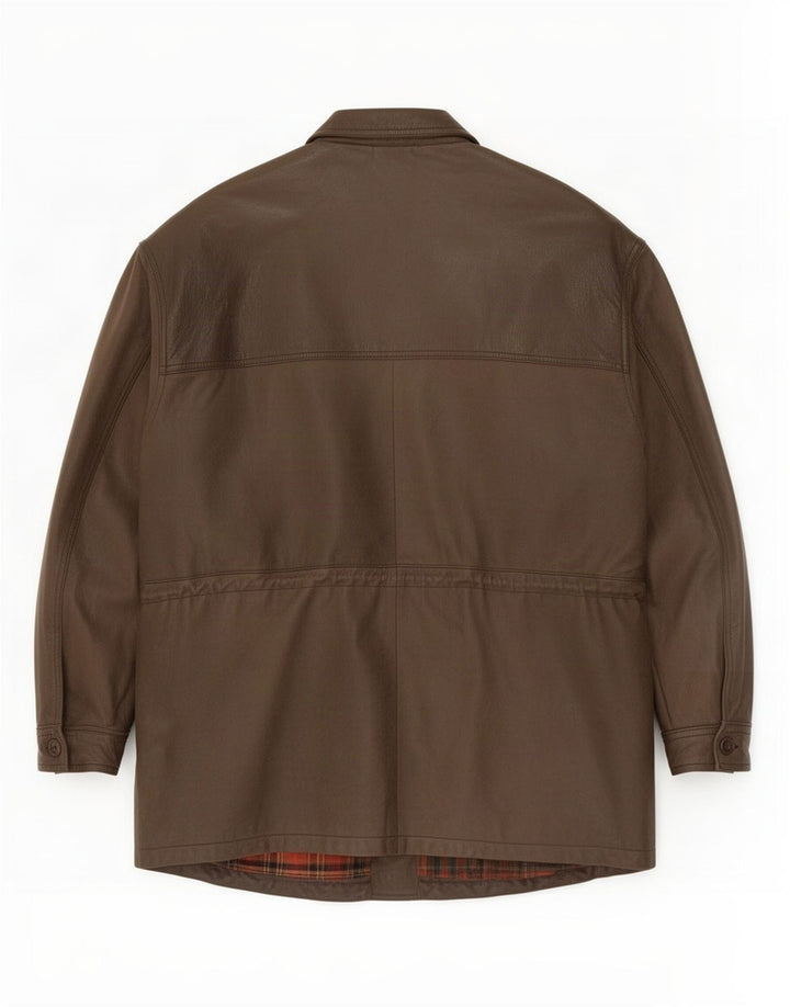Mc Percy Abrigo de cuero para hombre UK 56 3XL Caqui