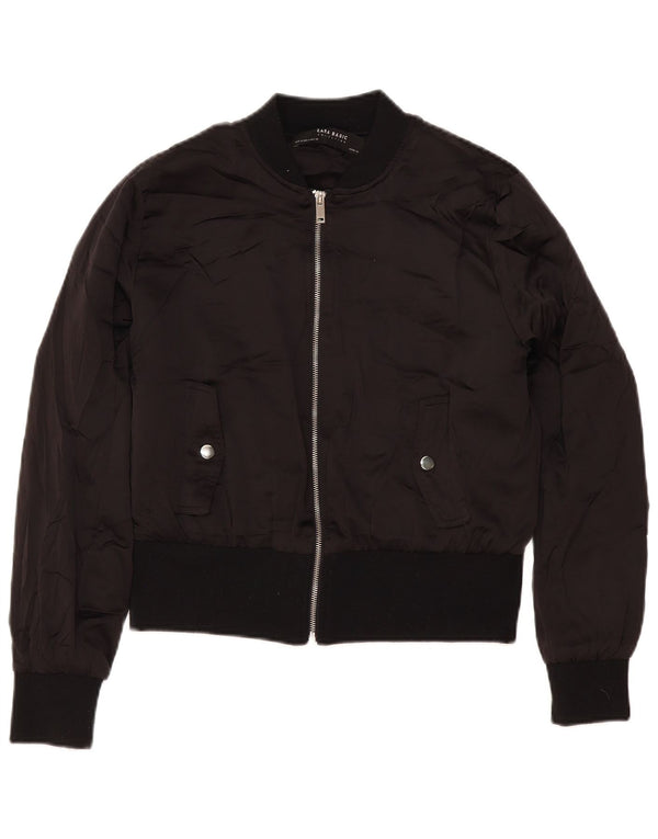 Zara Chaqueta Bomber Mujer UK 44 Mediana Poliéster Negro
