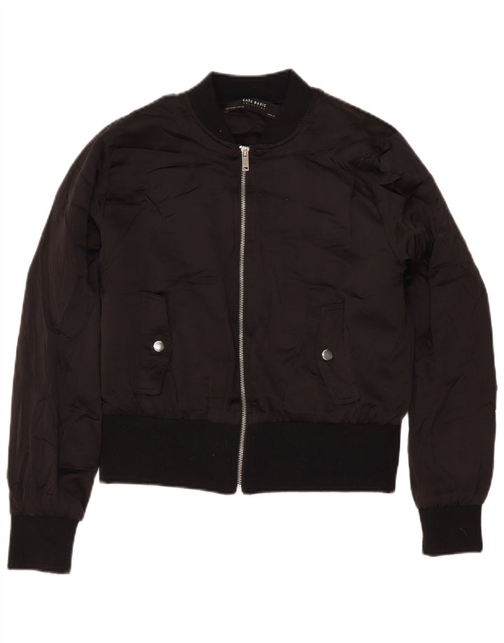 Zara Chaqueta Bomber Mujer UK 44 Mediana Poliéster Negro