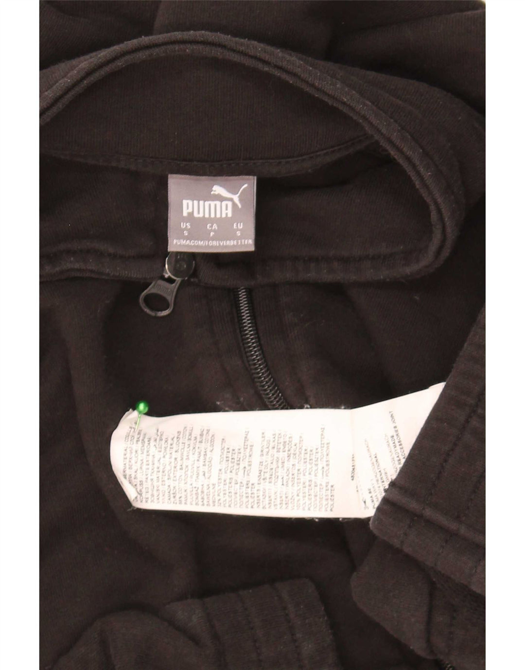 Puma Mujer Crop Oversize Chándal Top Chaqueta Reino Unido 10 Pequeño Algodón Negro