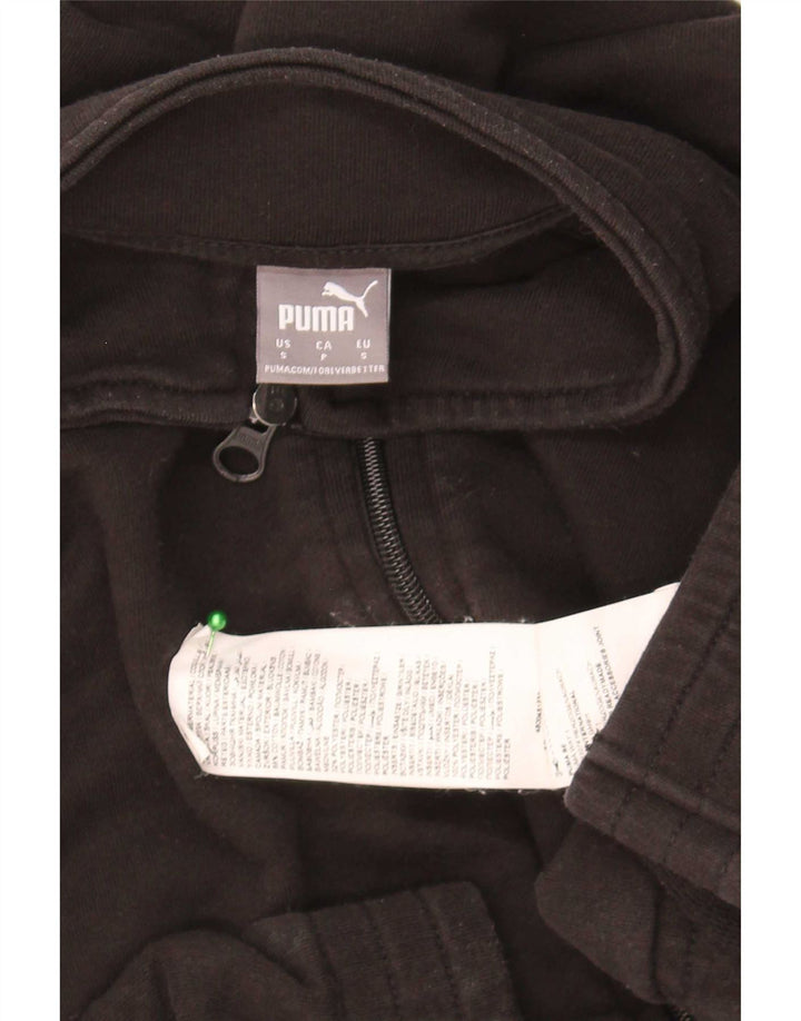 Puma Mujer Crop Oversize Chándal Top Chaqueta Reino Unido 10 Pequeño Algodón Negro