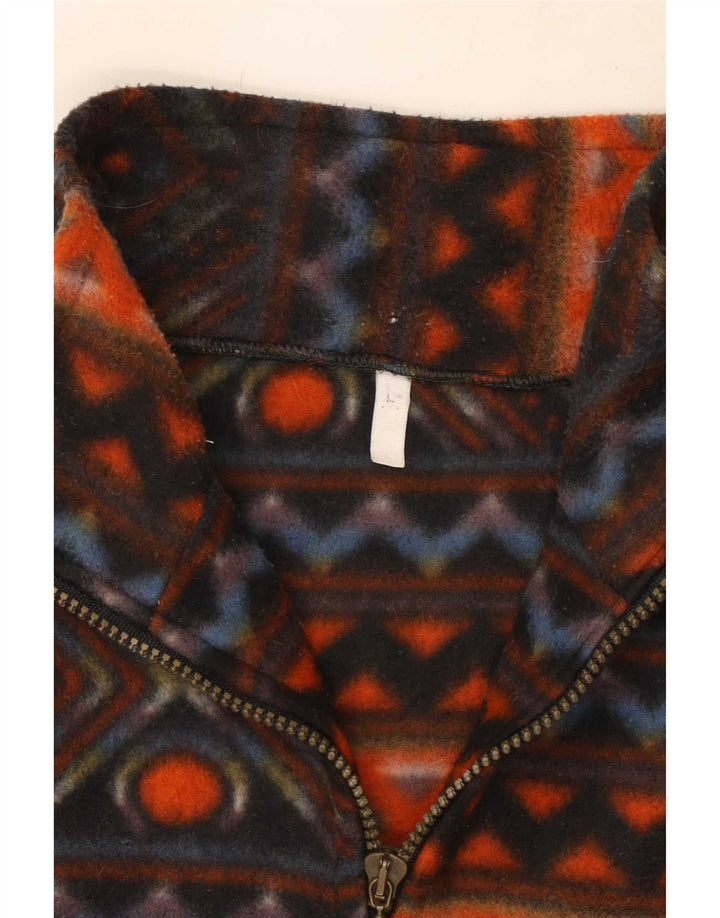 Vintage hombres zip cuello polar jumper grande multicolor geométrico poliéster