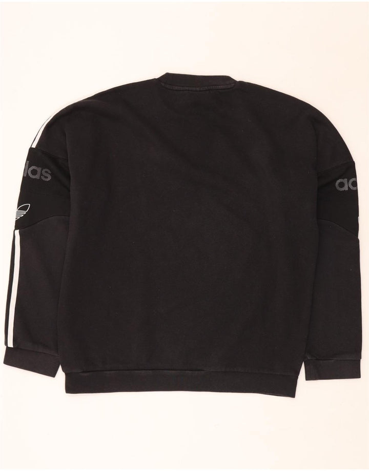ADIDAS Hombre Loose Fit Graphic Sudadera Jumper Pequeño Algodón Negro
