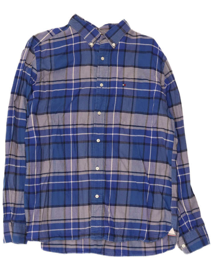 Camisa Tommy Hilfiger de corte regular para hombre de algodón a cuadros azules grandes
