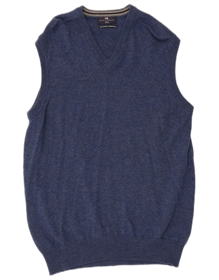 Marks & Spencer Camiseta sin mangas para hombre de lana de cordero moteada en azul medio