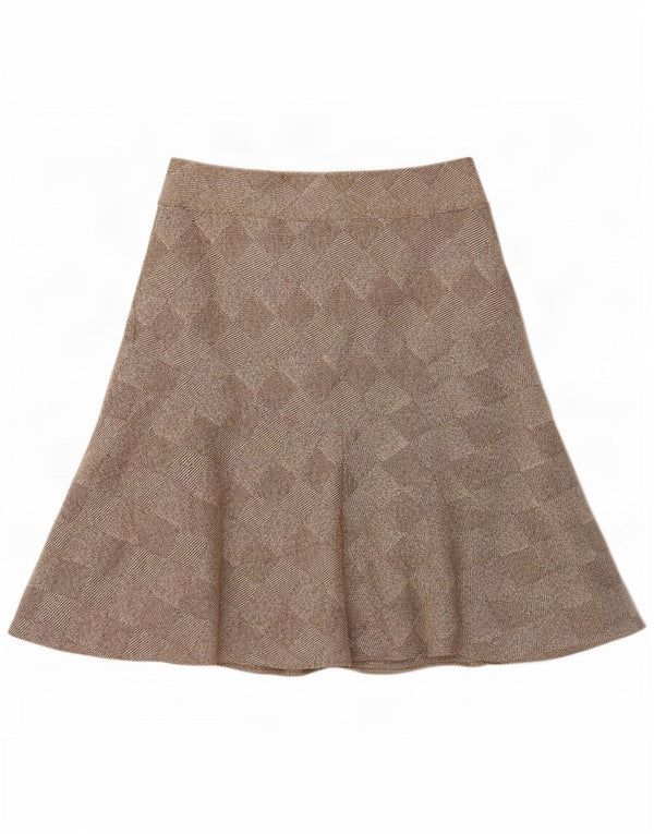 Kaliko Falda cruzada para mujer UK 18 XL W34 Lana geométrica marrón