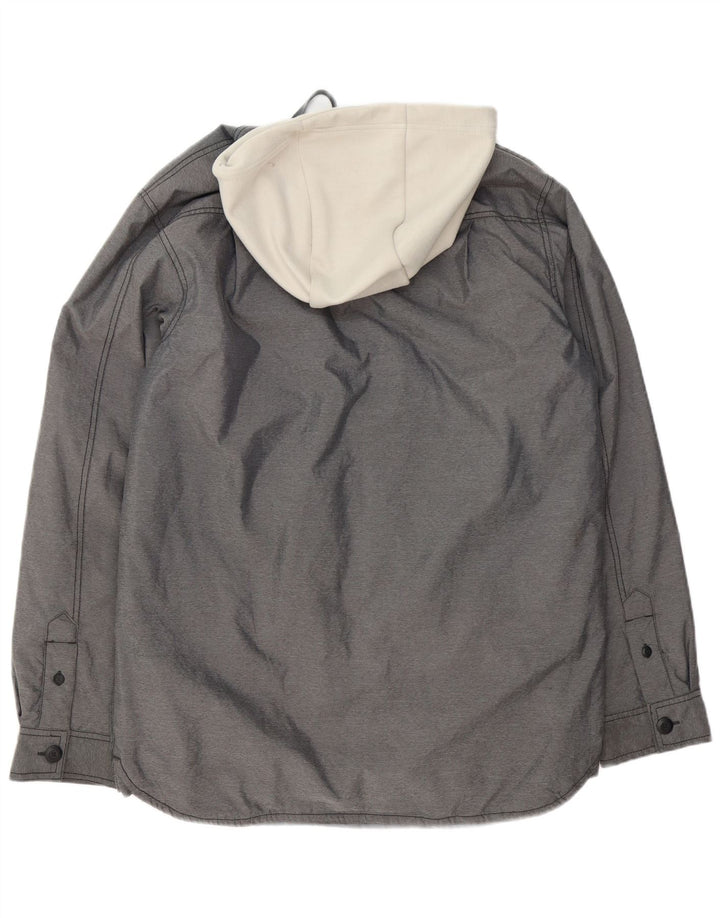 Nike Chaqueta cortavientos con capucha para hombre UK 36 Small Gris Colorblock Poliéster